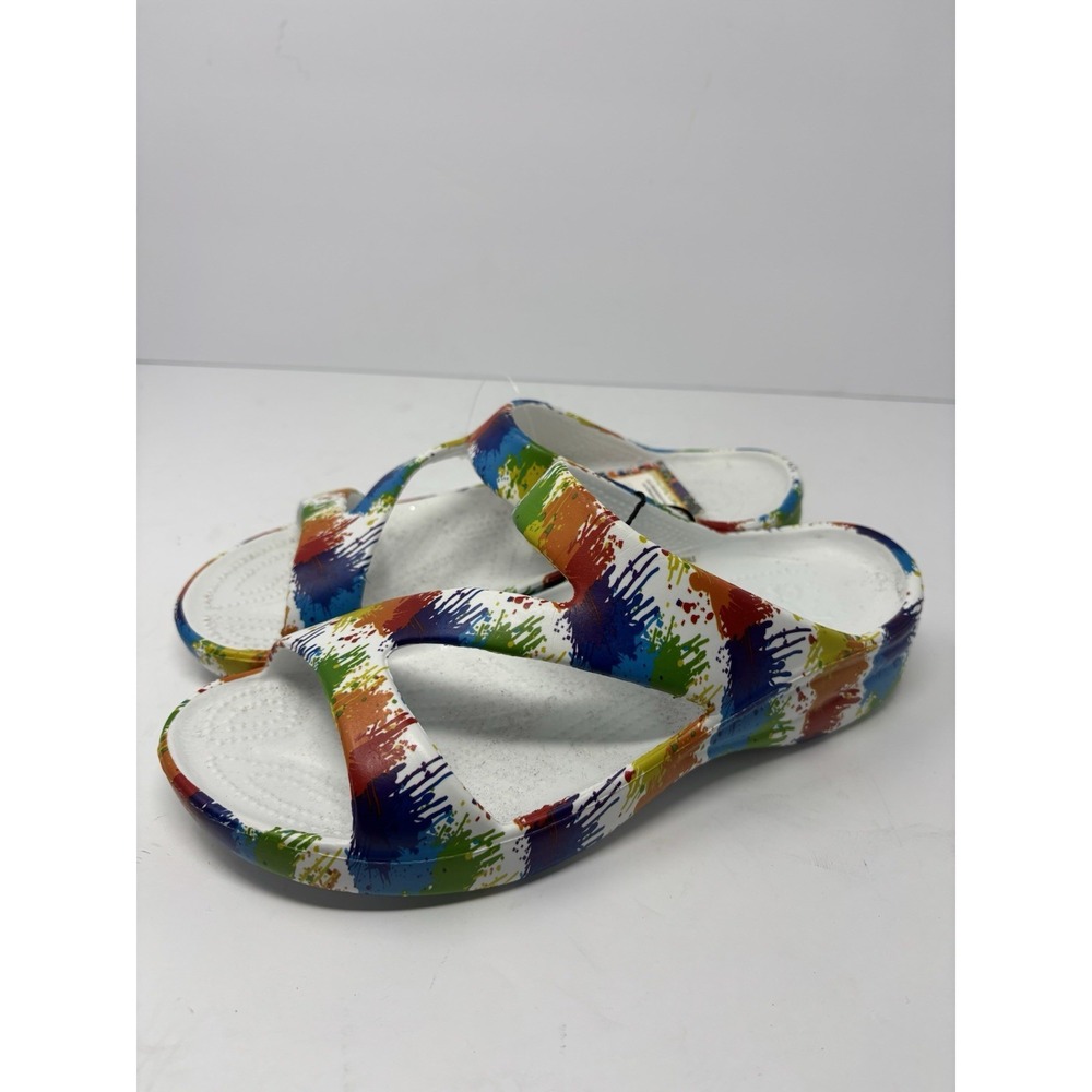 Dawgs NEW Loudmouth Z Women's Sandals Size 10 Slides- Drop Cloth Pattern NEW